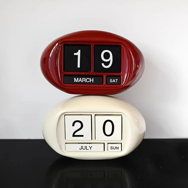 Mid-Century Modern Space Age Perpetual Calendar | Retro Sci-Fi Desk Sculpture for Home Living Room & Minimalist Office Decor - view 3