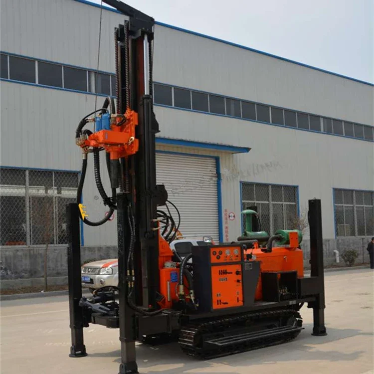 Hydraulic Crawler 200m Borehole Multifunction With Air Compressor Mud Pump Water Well Drilling Rig Machine