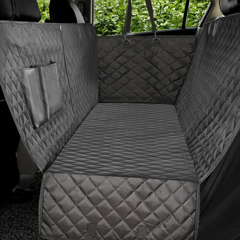 Pet Car Back Seat Cover, Waterproof & Scratch-Resistant Dog Car Seat Protector with Side Flaps and Pockets