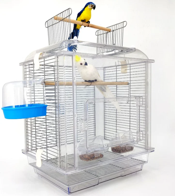 

Wholesale Plastic Transparent Bird Travel Carrier Cage Acrylic Bird Cage Hamster Pet House with Tray