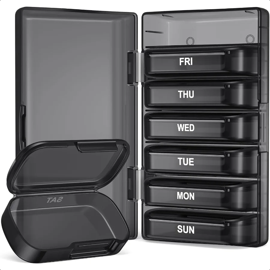 

Weekly Pill Organizer with Large Capacity Dual Protection Pill Box 7 Day Arthritis Friendly Pill Case Easy to Open Medicine Org