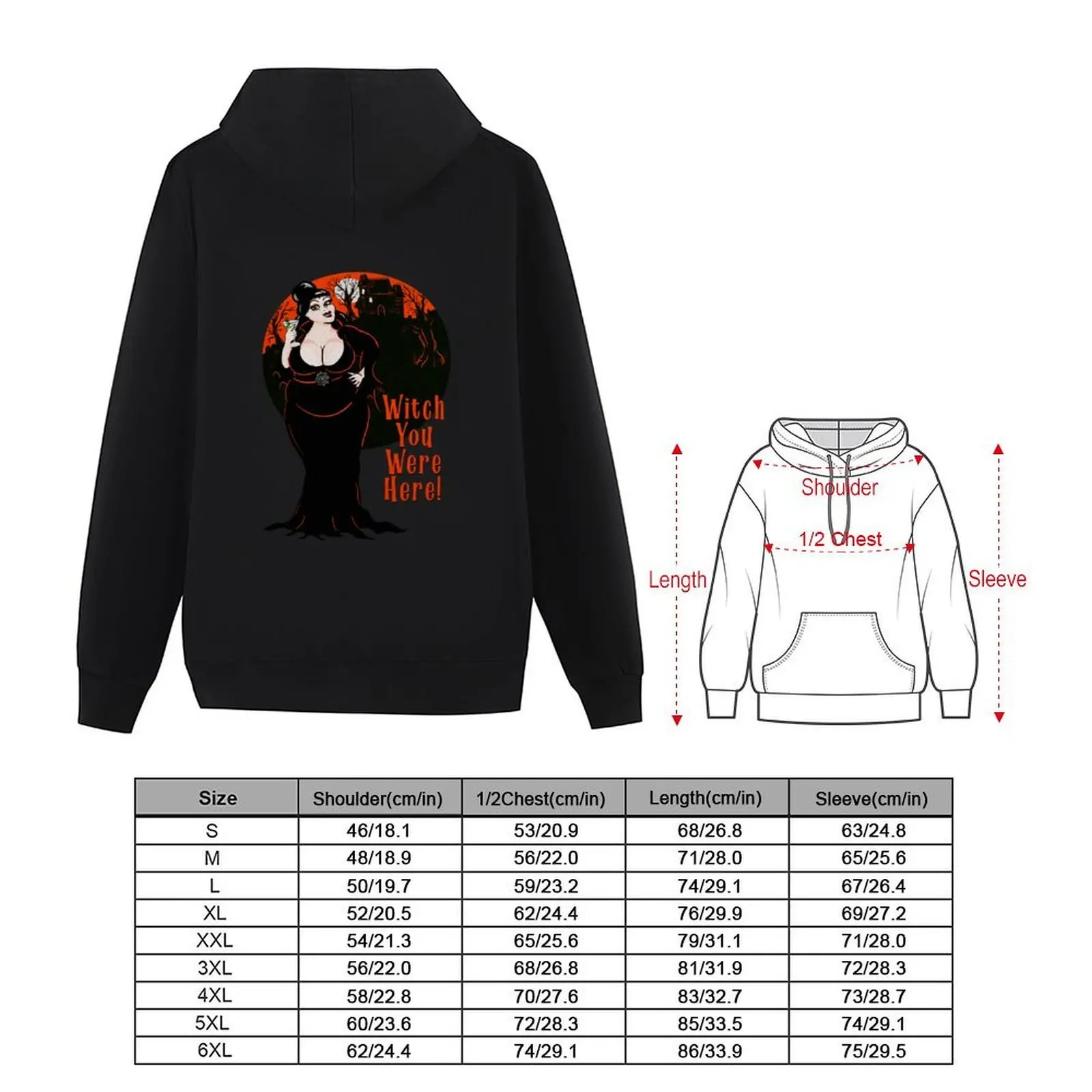 Curvy Retro Body Positive Pinup Witch Hoodie anime clothes male clothes autumn clothes winter big size hoodie
