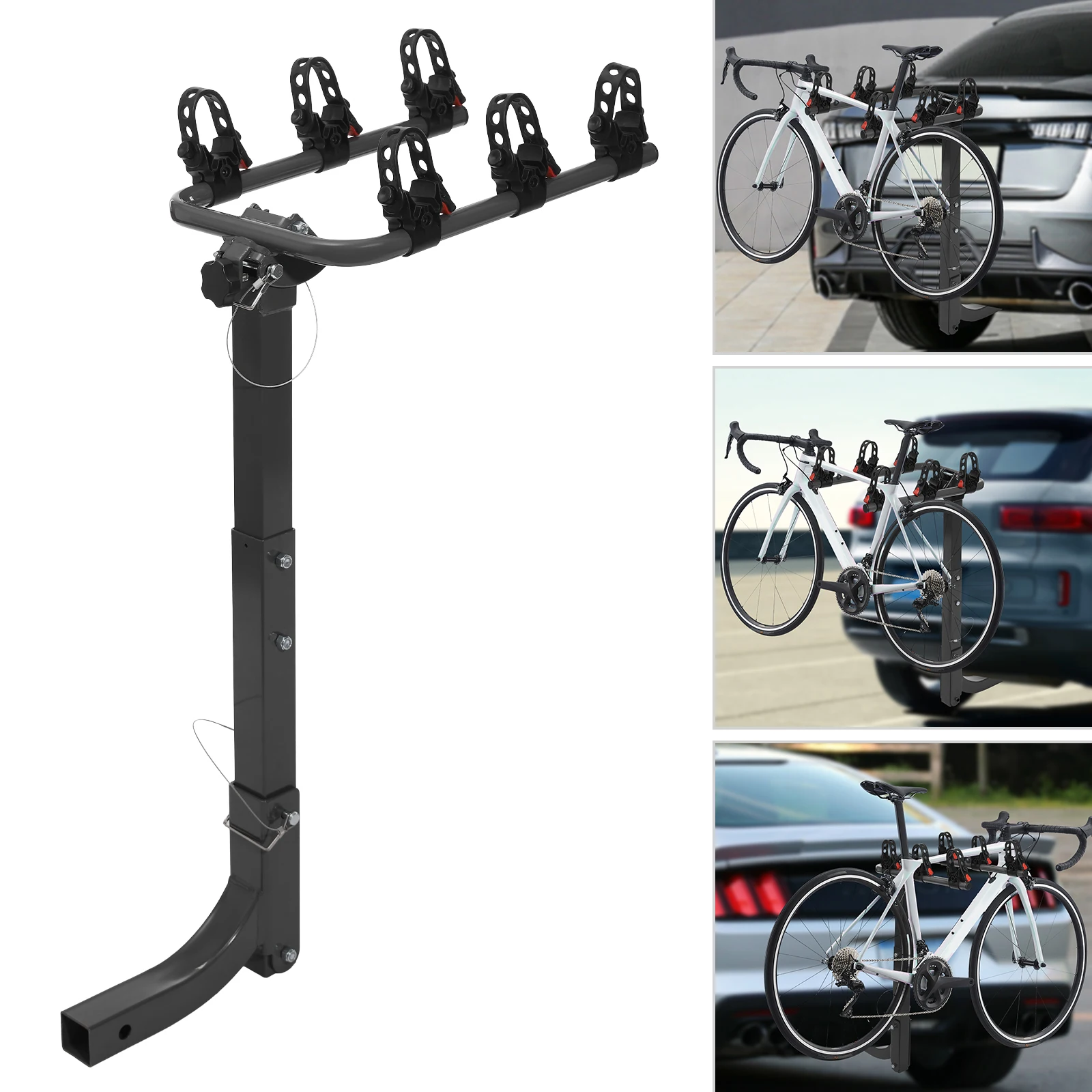 3-Hole Vehicle-Mounted Bicycle Rack High-Strength Materials Black Car Bike Rack