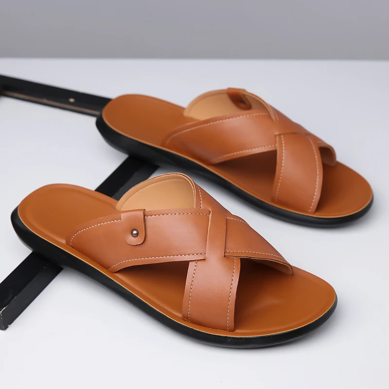 

Summer New Men Fashion Flip-flops Sandals American Casual Anti-slip Breathable Outdoor Beach Sandals Sizes 38-48 Men Slippers