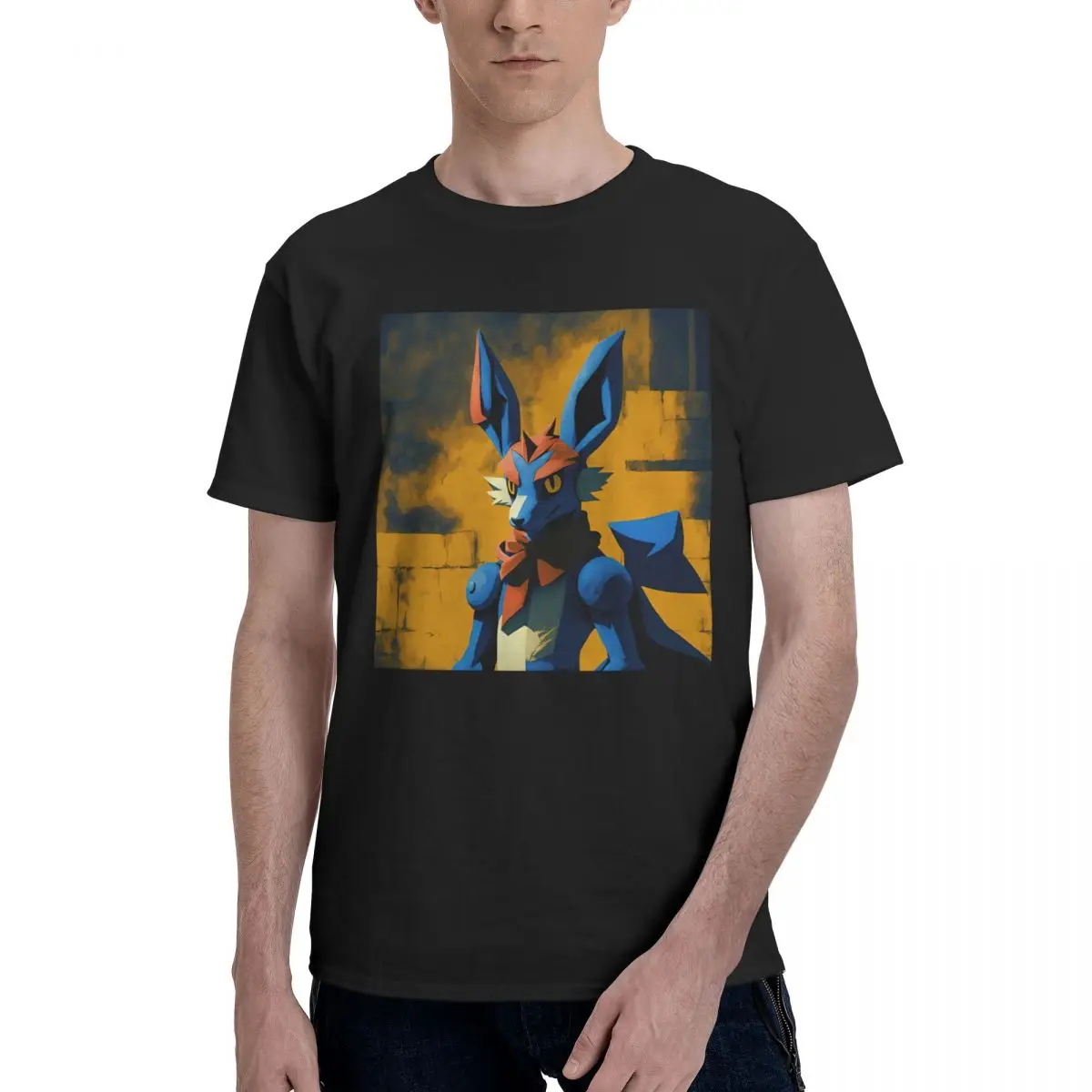 

Funny Men's T-shirt Lucario Picasso S Black Round Neck Cotton Pablo Picasso short sleeve Man Tee Shirt