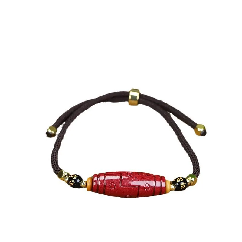 Collar de pulsera de cuerda trenzada hecha a mano de cinabrio Natural, modelo de mujer