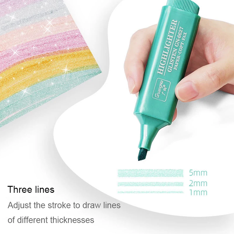 1Pc Shiny Highlighter Pen Fine Flash Color Markers Pen Painting Maker for Scrapbook Diary Journal Student Kids Stationery Supply