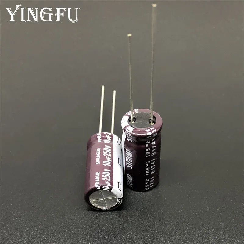 5Pcs/50Pcs 10uF 250V SPRAGUE 517D Series 10x20mm 250V10uF High quality Audio Capacitor Aluminum Electrolytic Capacitor