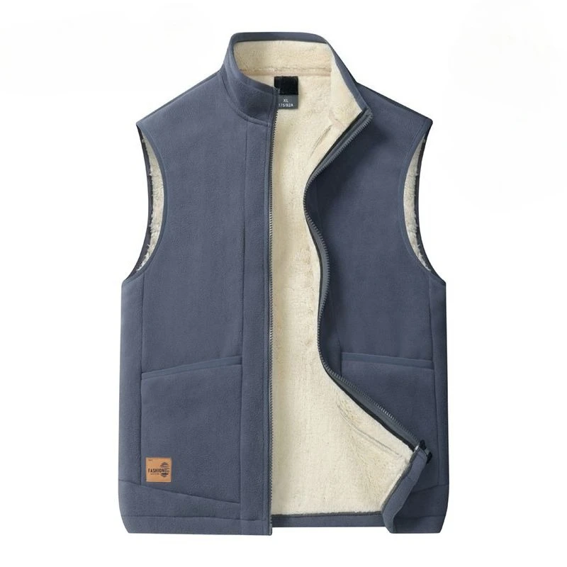 

Men's Thickened Double Sided Lamb Fleece Vest Warm Winter Plaid Fleece Waistcoat Outerwear
