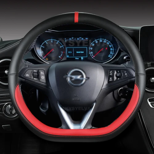 Imagen 2 del producto Protector para volante de coche de cuero en forma de D para Opel Astra 2015-2021 Corsa Combo Mokka 2018-2021 Grandland X Insignia CT 2017-2021