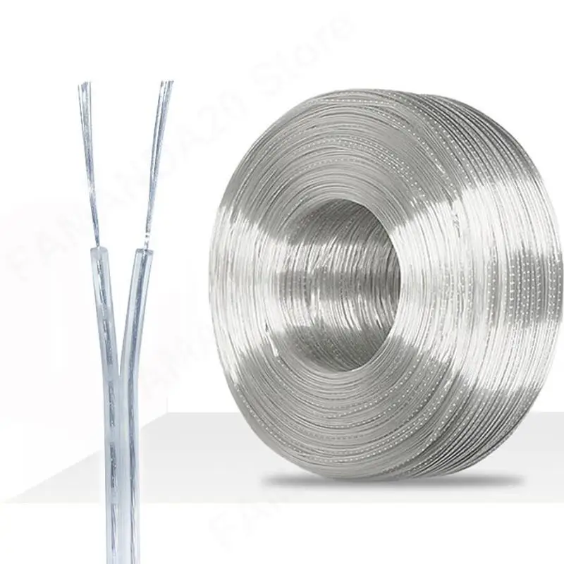 

28/26/24/22/20/18AWG 2 Core Copper Wire Transparent Parallel Cable DC Power Flat Line 1A 2A 3A 5A 7A for LED Light Strip M20