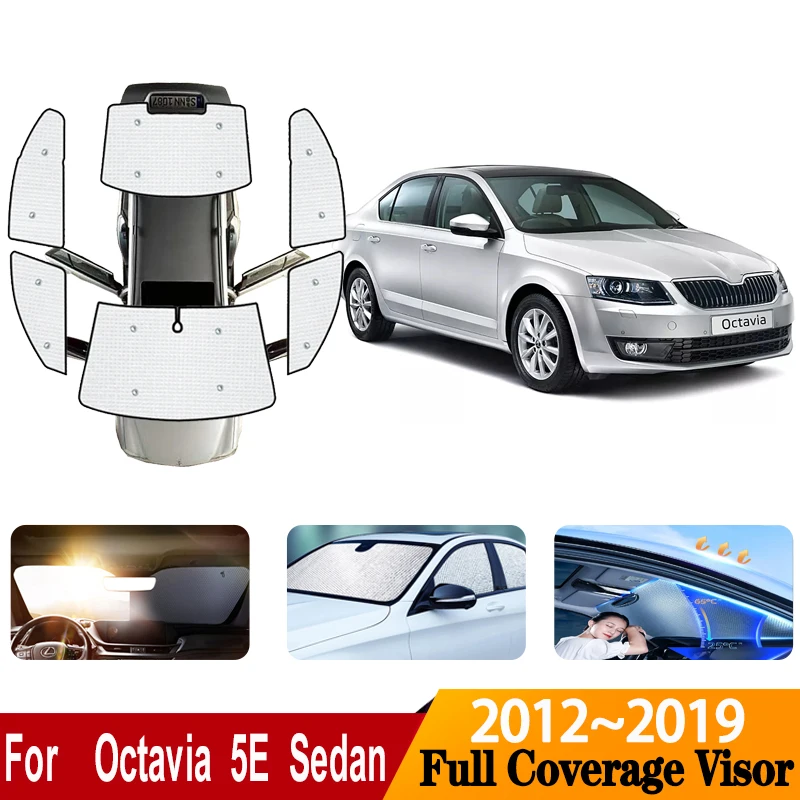 

Car Sun Visors For Skoda Octavia 3 5E Sedan 2012~2019 Auto Thermal insulation Sunscreen Window Sunshade Covers Car Accessories