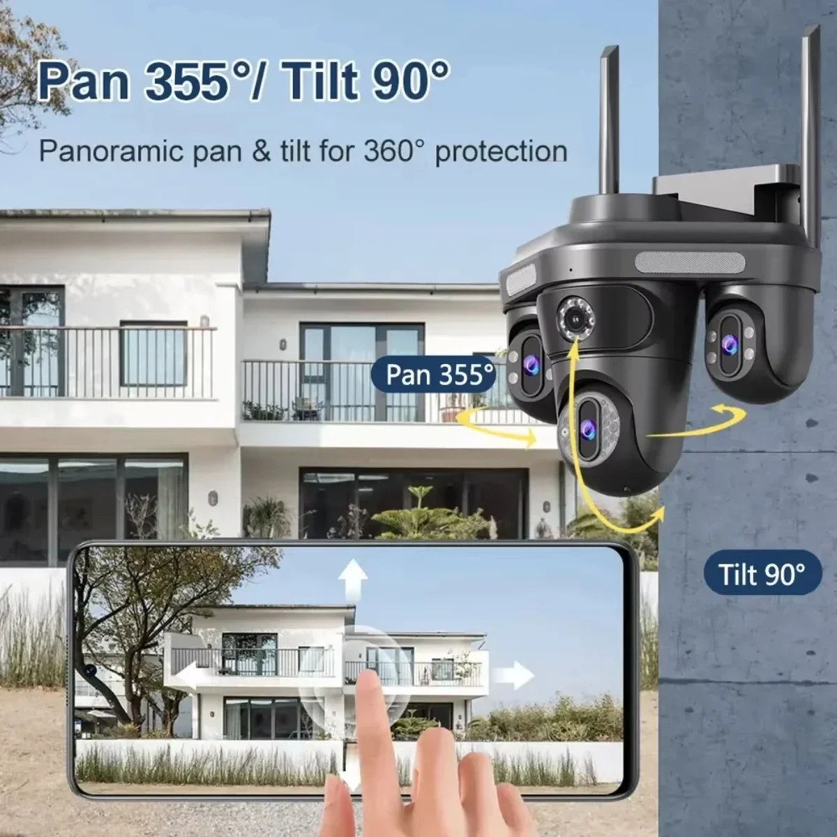 20MP 10K Four Screen 2-Audio WIFI IP Camera Four Lens PTZ Camera Ai Human Detection CCTV Video Security Camera FFvideo App