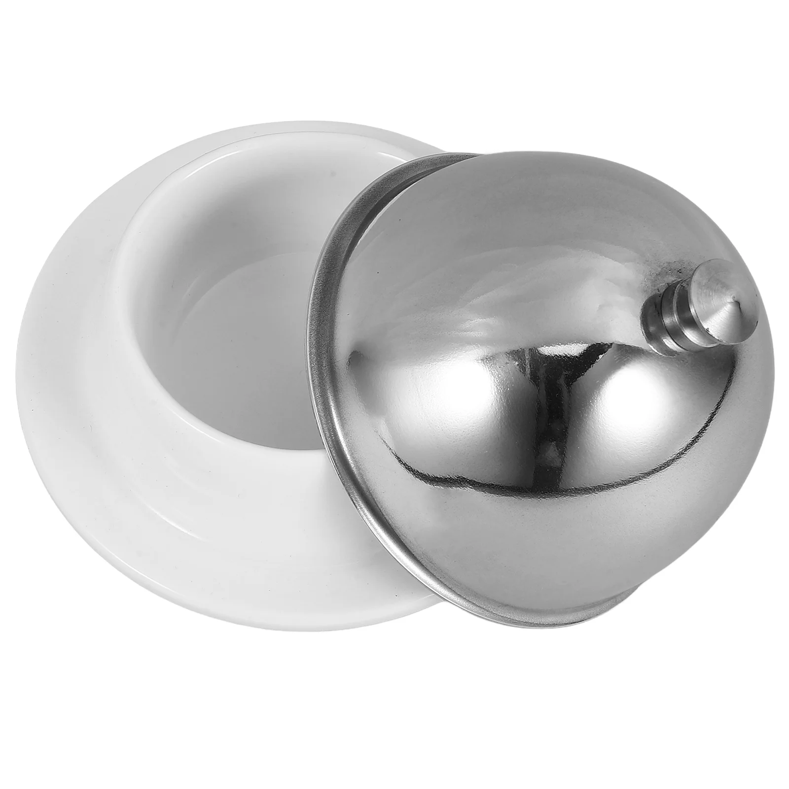 

Dish Condiment Dishes Soy Sauce Holder Butter Plate Oven Tray Ceramic Tableware with Lid Food Container Stainless Steel