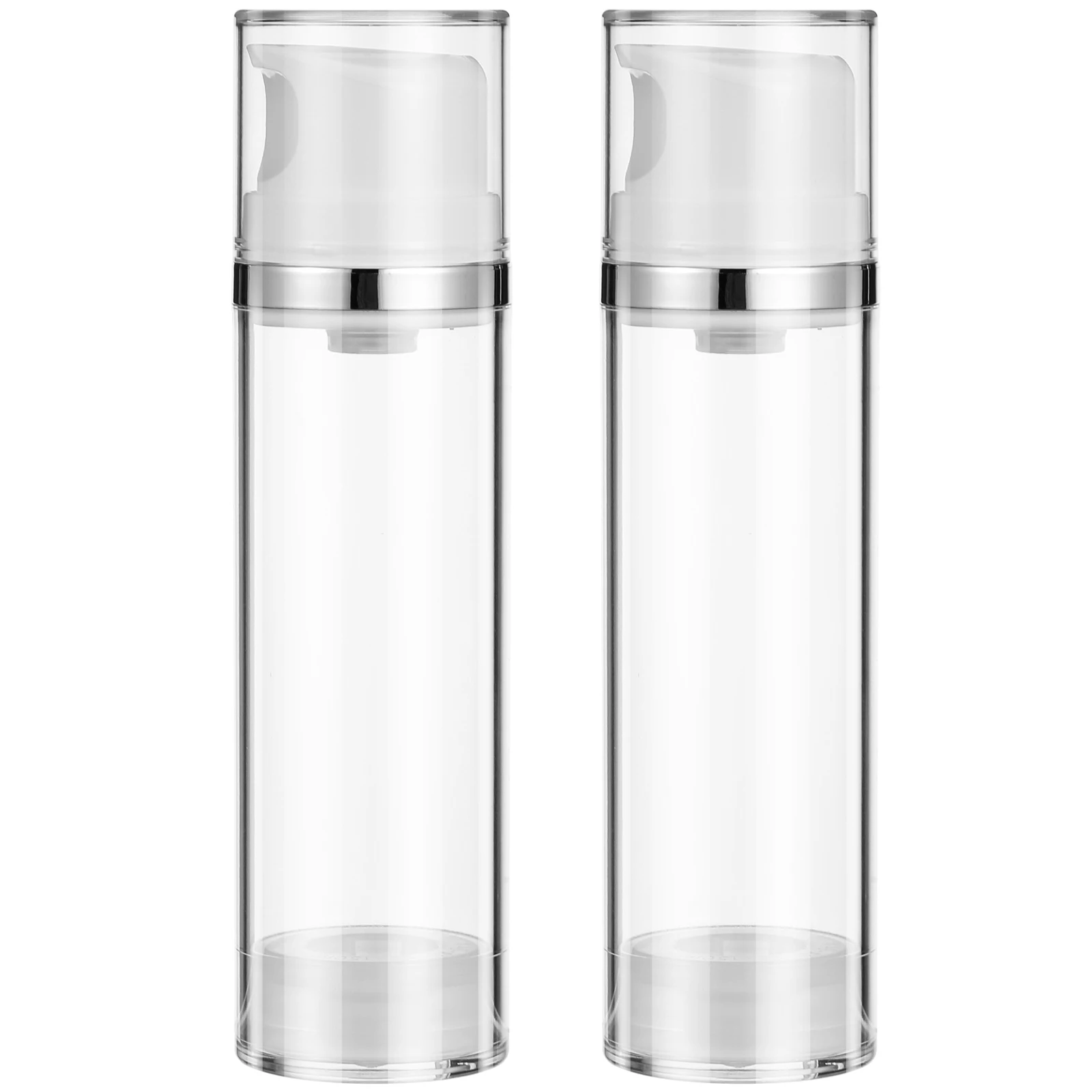 2Pcs Airless Pump Bottle Travel Refillable Lotion Dispenser Portable Vacuum Cream Container Press Airless Pump Bottle