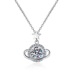 Sparkling Real 1 Carat D Color Moissanite Pendant Necklace 100% 925 Sterling Silver Engagement Wedding Party Fine Jewelry