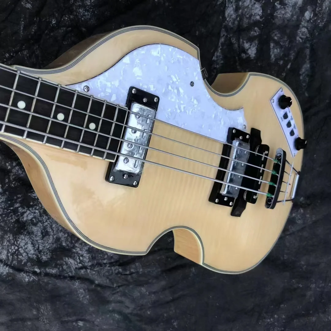 John Entwistle style natural wood club bass Semi Hollow Body bass electric Guitarra 4 strings bass hofner bass