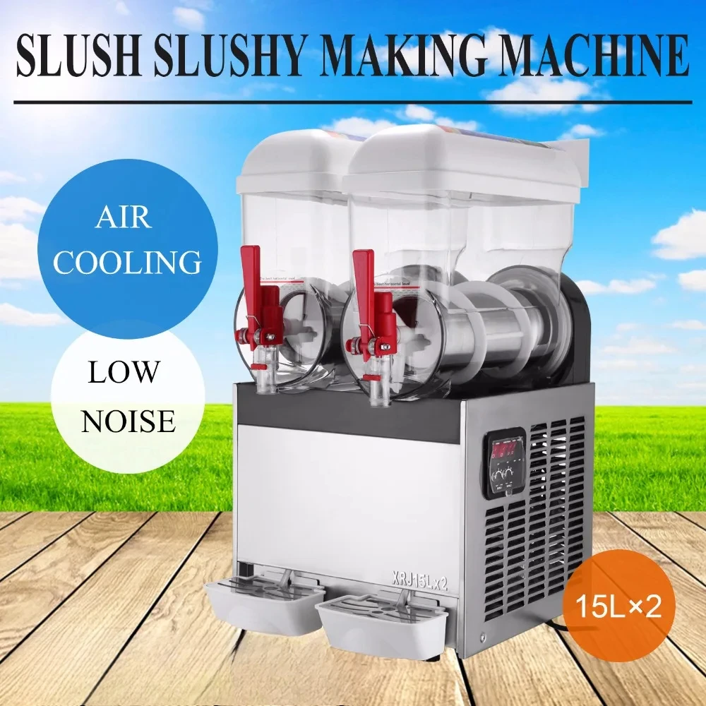 Commercial 2 Tank Frozen Drink Slush Slushy Making Machine Smoothie Maker 110V