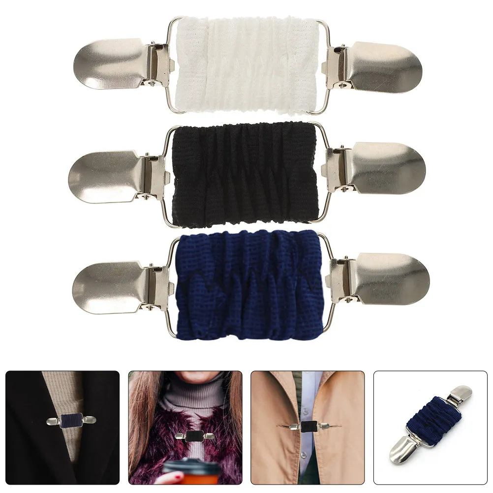 3Pcs Back Cinch Clips Versatile Elastic Waist Cinch Dress Clips Resilient Lapel Pins for Women Travel Shawl Cardigan Collar