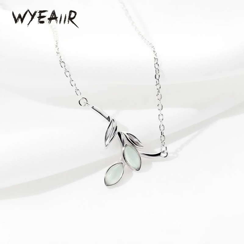 

WYEAIIR стерлингового серебра 925 пробы, оригинальный свежий опал, ветка ивы, ювелирные изделия, роскошное женское ожерелье для женщин, подарок на день рождения
