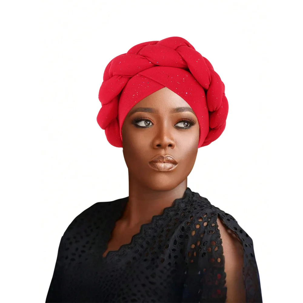 

Nigerian Head Wrap Female Headpiece 2024 Braids Turban Cap for Women African Auto Gele Headtie Muslim Hijab Bonnet Hat Headscarf