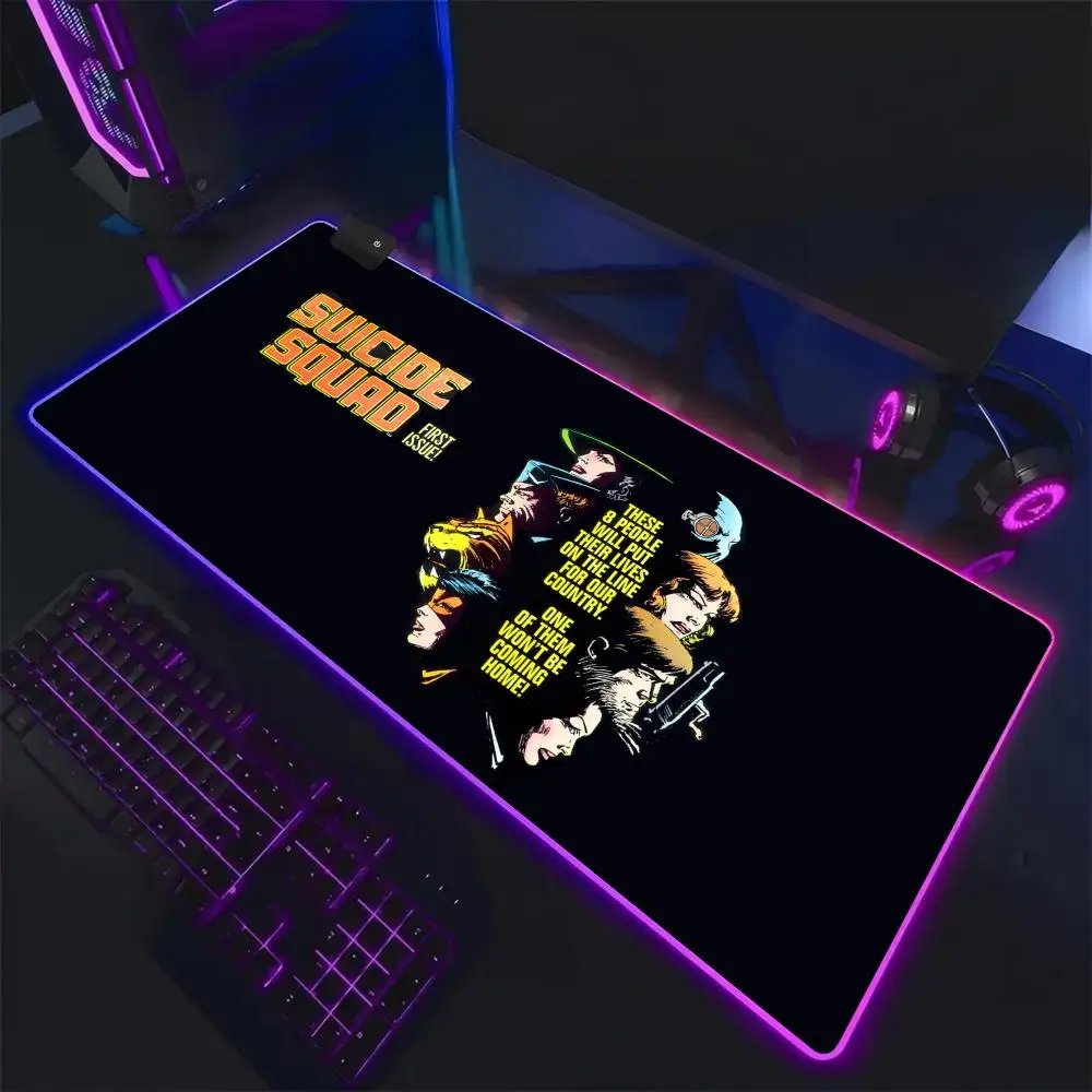 S-SuicideES S-SquadES Mouse Pad RGB,Gaming Mat Led Mousepad，Extended,Large RGB Mat,SoftPad,DeskMat,Glowing Pad