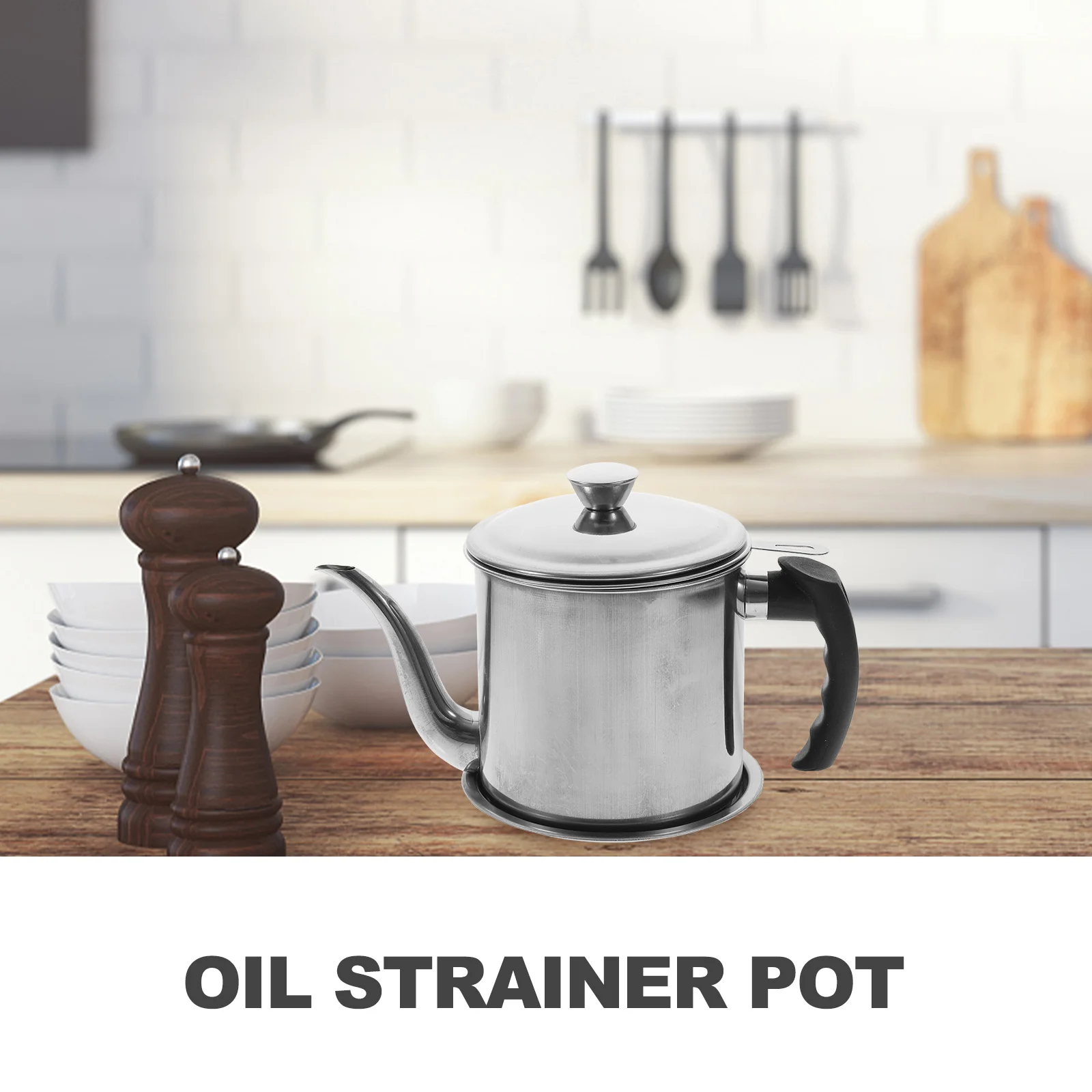 

1Set Stainless Steel Grease Container with Strainer Large Capacity Oil Storage Pot for Kitchen Cooking Oil Sauce Vinegar