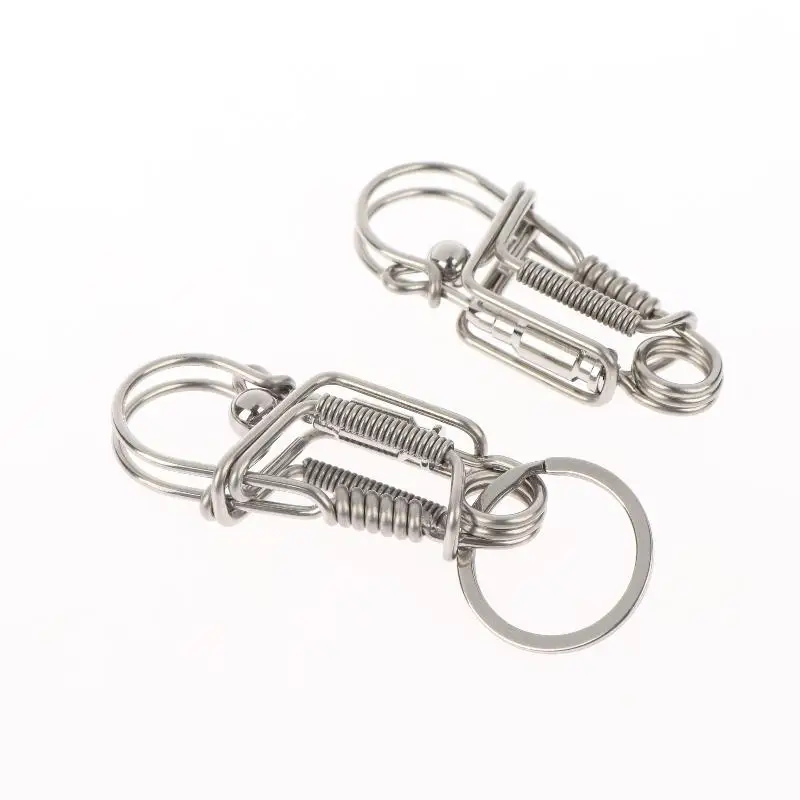 Schlüsselanhänger aus Edelstahl, handgefertigt, poliert, mechanischer Schlüsselring, zum Aufhängen an der Taille oder an der Tasche, als Geschenk für Männer. – Detail 4