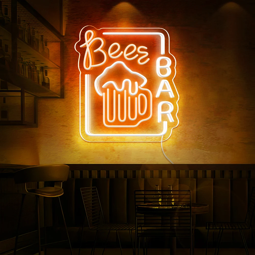 Birra LED Insegna illuminata al neon Decorazione da parete per birra Bar Negozio Pub Club Man Cave Bistro Club Decorazioni per feste Neon Luce notturna Neon acrilico