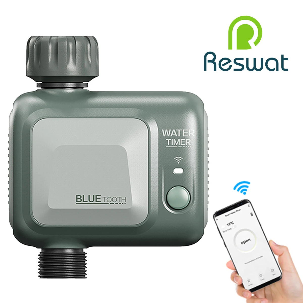 Reswat HCT-622 2024 plus récent minuterie d\'eau sans fil WiFi Tuya arroseur à sortie unique téléphone portable connexion Bluetooth