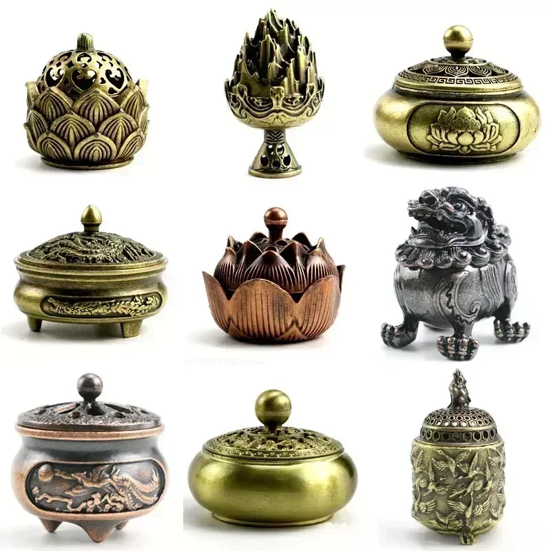 Buddhist Utensils Incense Burner Lotus Incense Censer Archaic Copper Alloy Sandalwood House Furnishings Home Office Decoration