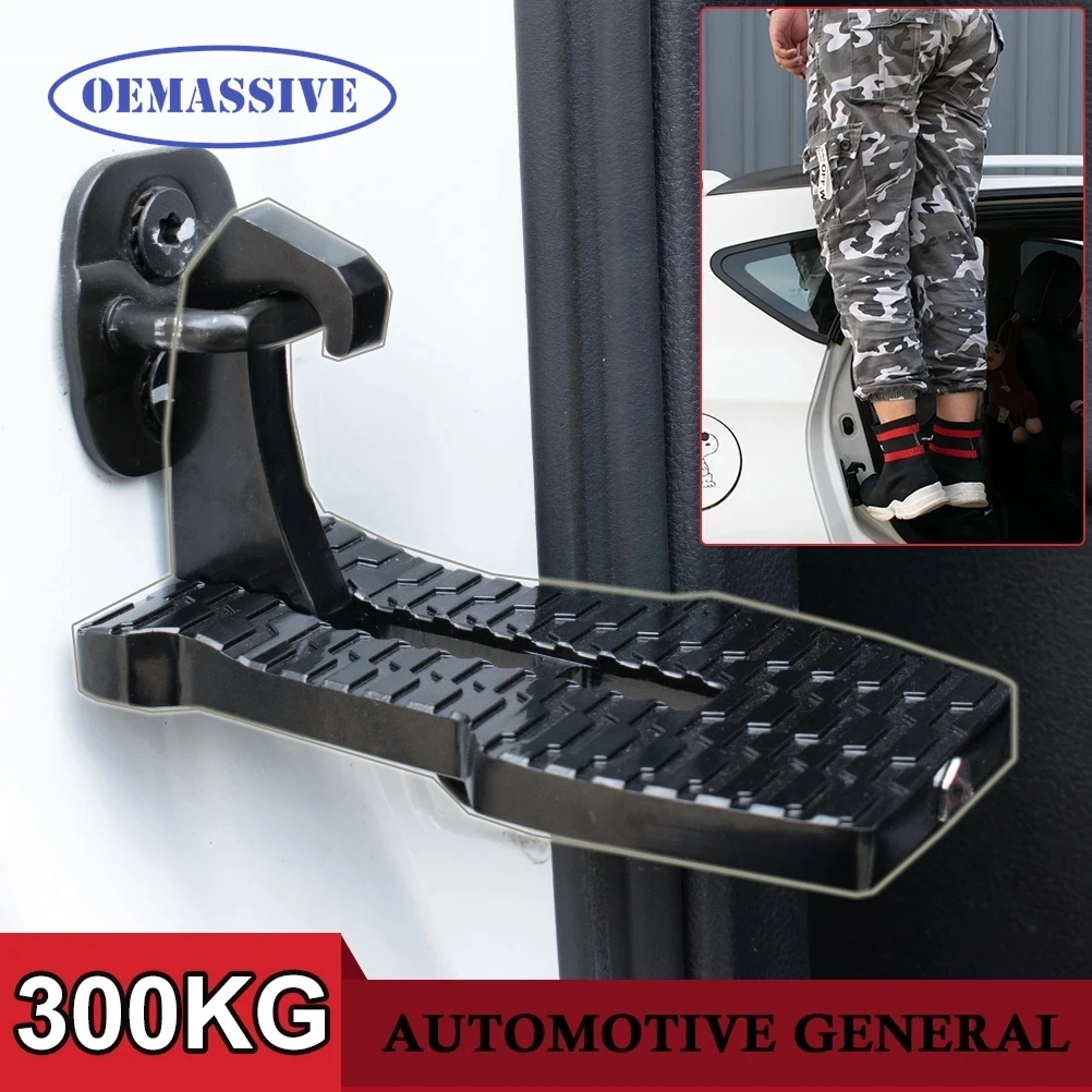 Foldable Car Door Auxiliary Step Pedal Universal Auto Off road SUV Rooftop Luggage Rack Ladder   Foot Peg Doorstep Safety Hammer