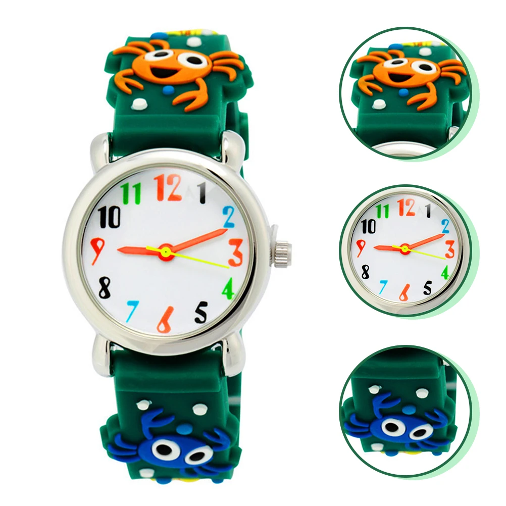 Cartoon Watches for Boys Kids Digital Wristwatch Crabs Pattern Light Weight Durable Quality Ocean Animals Design Children Watch