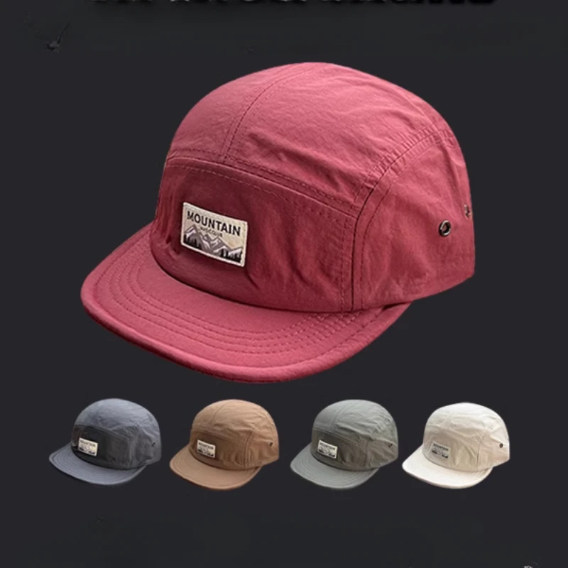 

Простая летняя накладная конструкция с этикеткой, быстросохнущая шляпа с плоским краем, мужская и женская уличная тонкая бейсболка с пятипанельным солнцезащитным козырьком