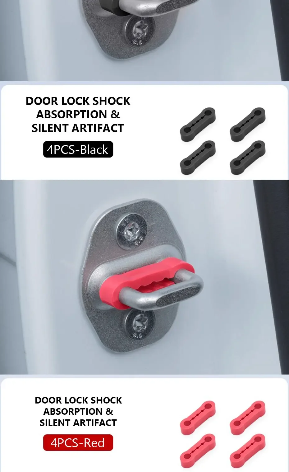 Universeller Autotür-Dämpfer, Schalldämpfende Elastische Silikon-Dichtungen, Auto-Türschließ-Stoßdämpfer, Zubehör – Detail 6