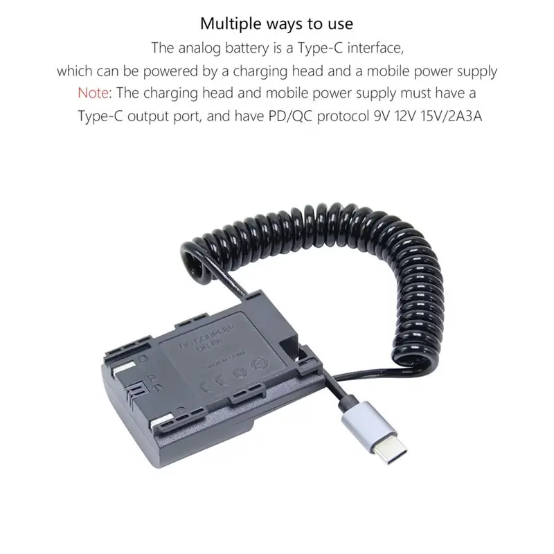 AS95 Camera Fake Battery for Canon R7 Adapter, for Canon 80D 70D 60D 90D 5D Mark II/III/IV 6D 7D LP-E6 USB-C Power