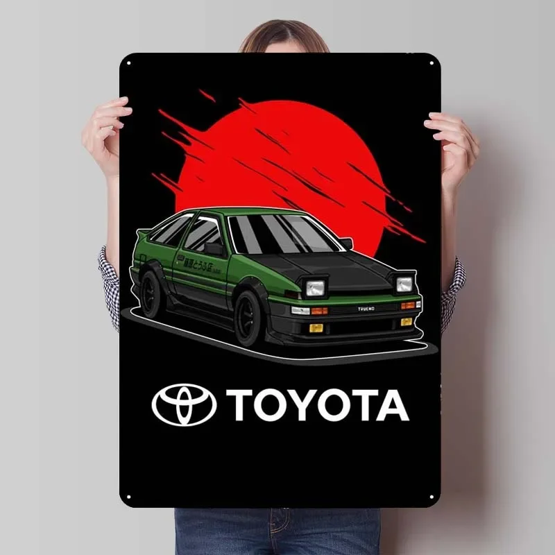 Toyota AE 86 Trueno Car Metal Sign Poster Gaming Room Decoration Retro Tinplate Sign for Garage Wall Art Decoration Home Decor