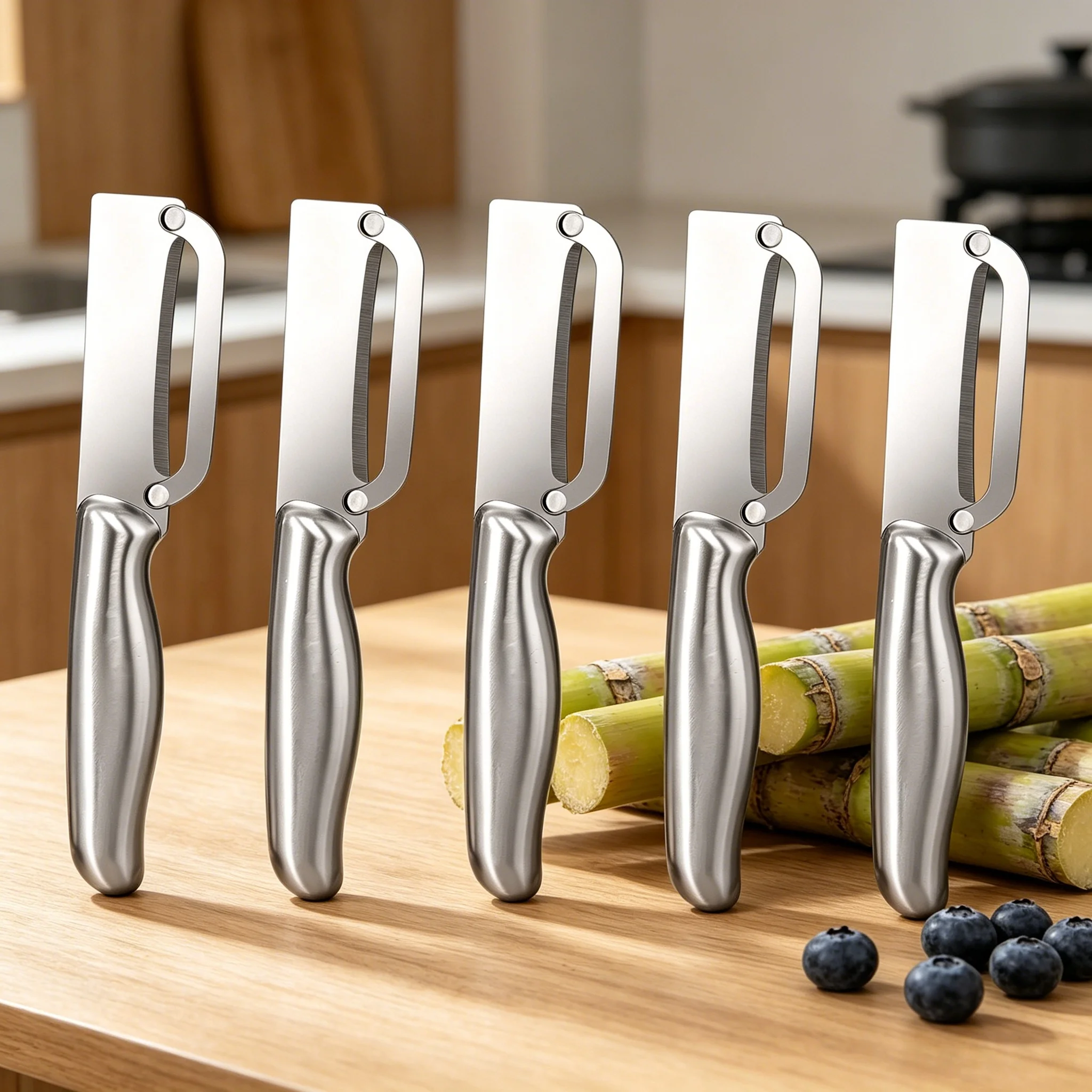 5PCS，Household Peeler Gadget Multi Functional Sugarcane Pineapple Peeling Knife Pumpkin Vegetables Fruits Hard Skin Scraper Tool