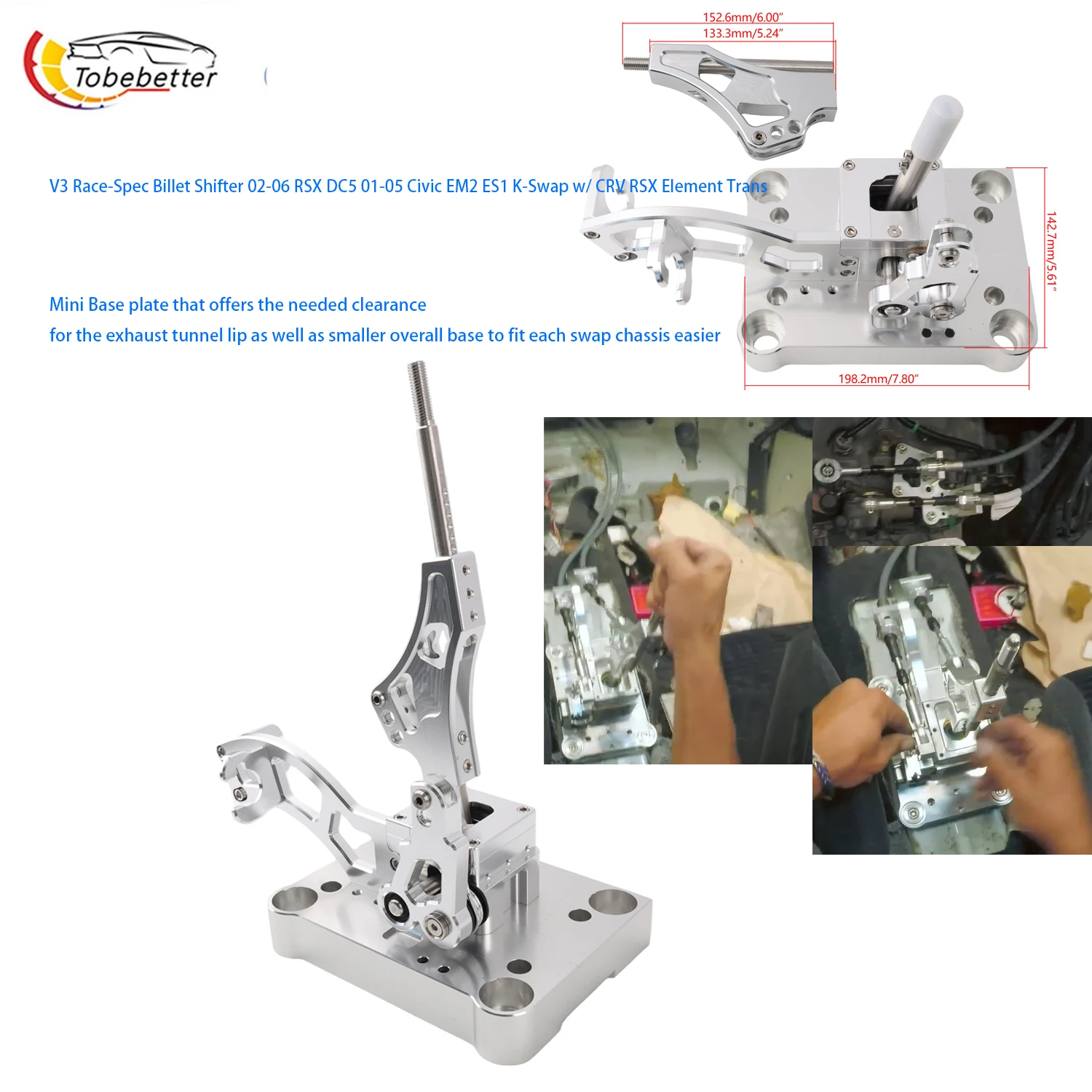 

v3 Race-Spec Billet RSX Shifter V3 02-06 RSX DC5 01-05 Civic EM2 ES K-Swap Civic EF EG EK, Integra DC2