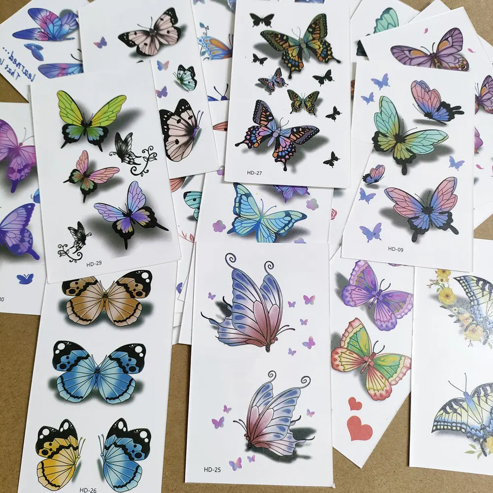 30Pcs Butterfly Temporary Tattoos Waterproof Tattoo Stickers for  Hand Body Decoration Fake Tattoo for Women