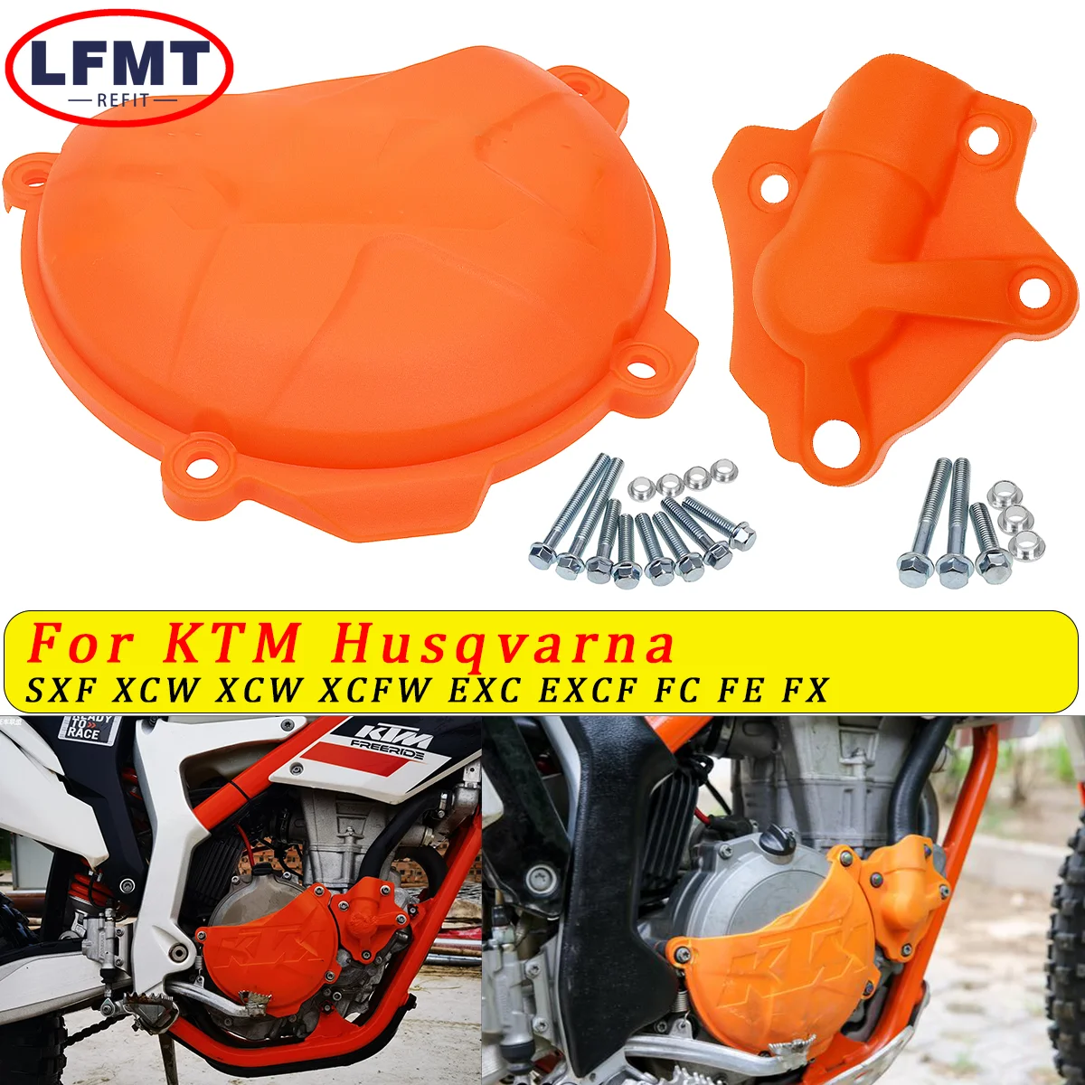 Clutch Cover Protection Cover Water Pump Cover Protector for KTM 250 350 SXF EXCF XCF XCFW FREERIDE 2011 2012 2013 2014-2016