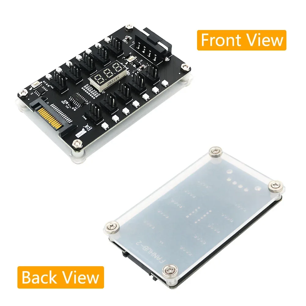 LED Temperature 1 to 10pin 3/4Pin Fan to SATA 4Pin PWM Cooler Splitter + Adapter Fan Hub Motherboard 12V Power Supply Controller