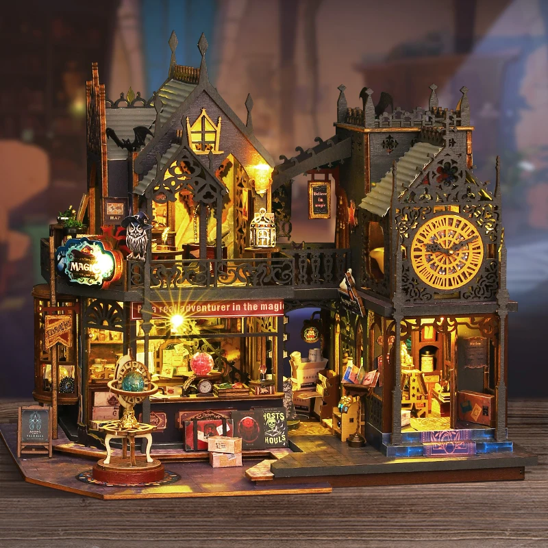 Analyste de construction miniatures pour filles, maisons à beurre, maison de courses avec meubles, lumières LED, ville magique en bois, bricolage, cadeaux d'anniversaire, nouveau