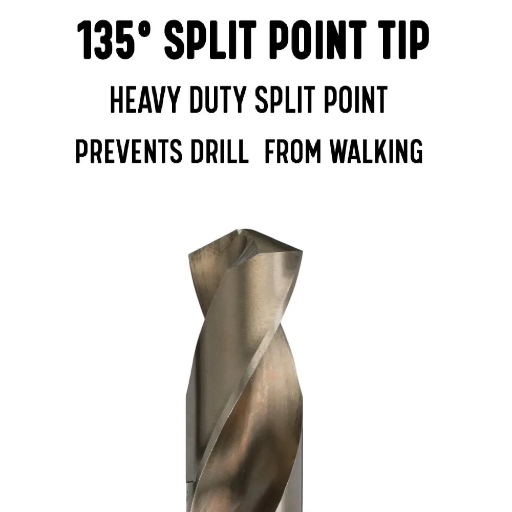 Drill America - DWDCO1-1/8 Broca de cobalto de vástago reducido 1-1/8 con vástago 1/2, serie DWDCO