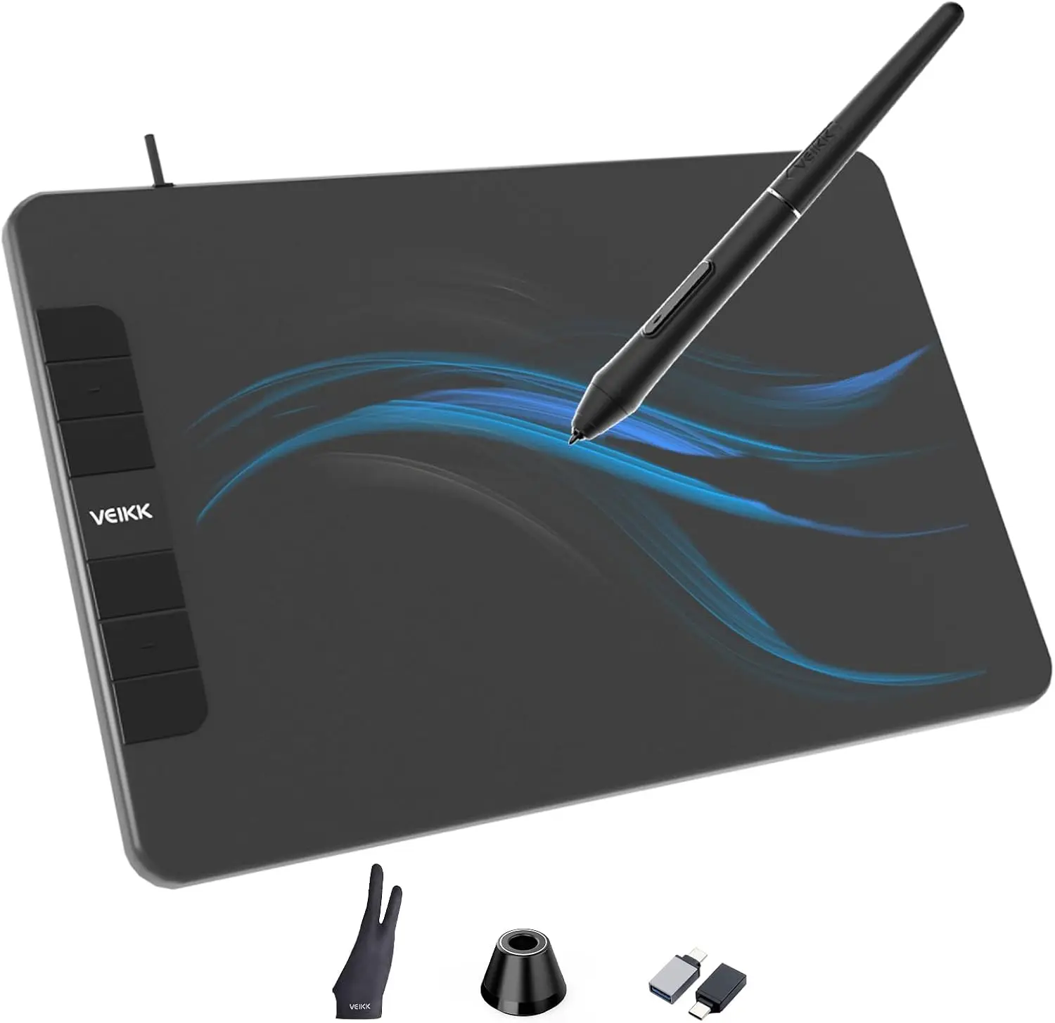 8192 Levels Pressure Drawing Tablet with Battery-Free Pen for Windows, Mac, Android