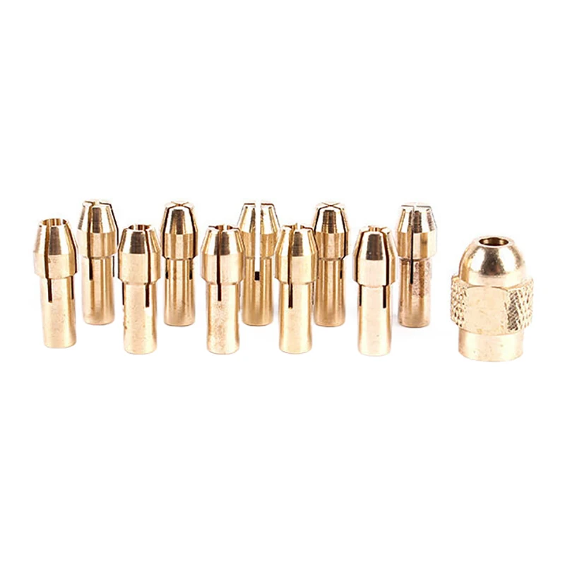 11PCS/lot Mini Drill Brass Collet Chuck For  Rotary Tool 0.5-3.2mm Brass And Nut For  Accessories Set