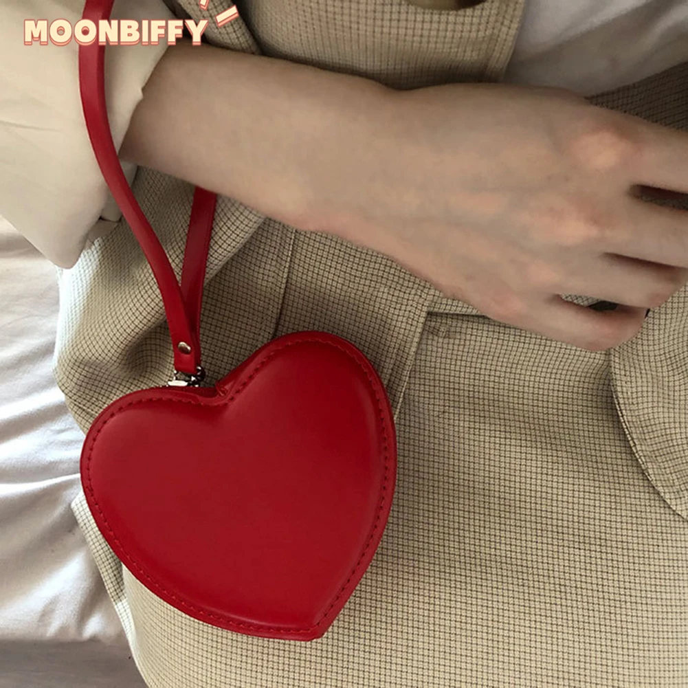 

Fashion Heart Shaped Mini Coin Purses Women Handbag Top-handle Bag Female Clutch Ladies Street Party Wristlet Carteras Billetera