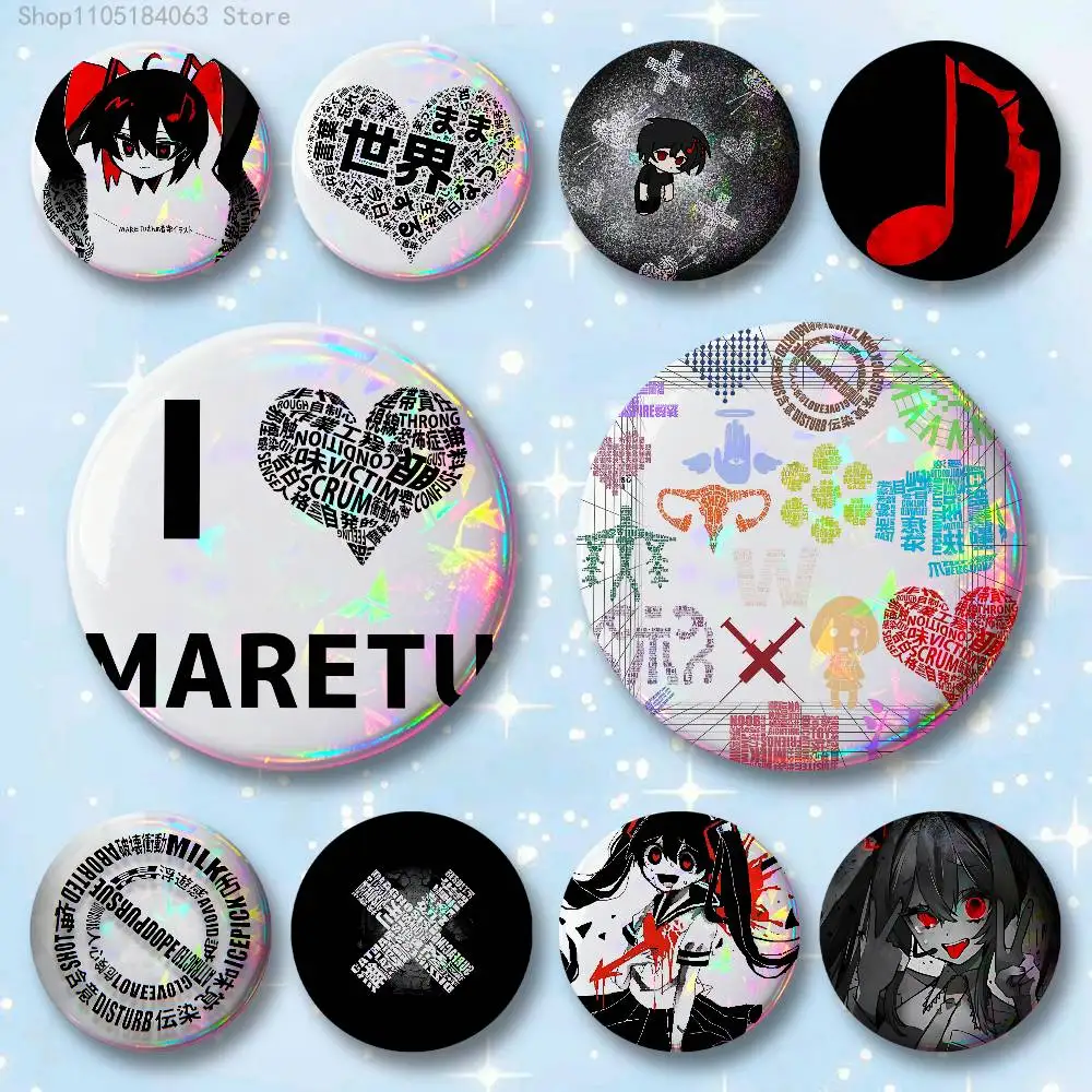 أنا أحب M-MaretuS شارات القلب 25 32 44 58 75 مللي متر جولة تأثيري دبوس حقيبة ديكور المشجعين جمع الأصدقاء الهدايا بروش تذكارية #1