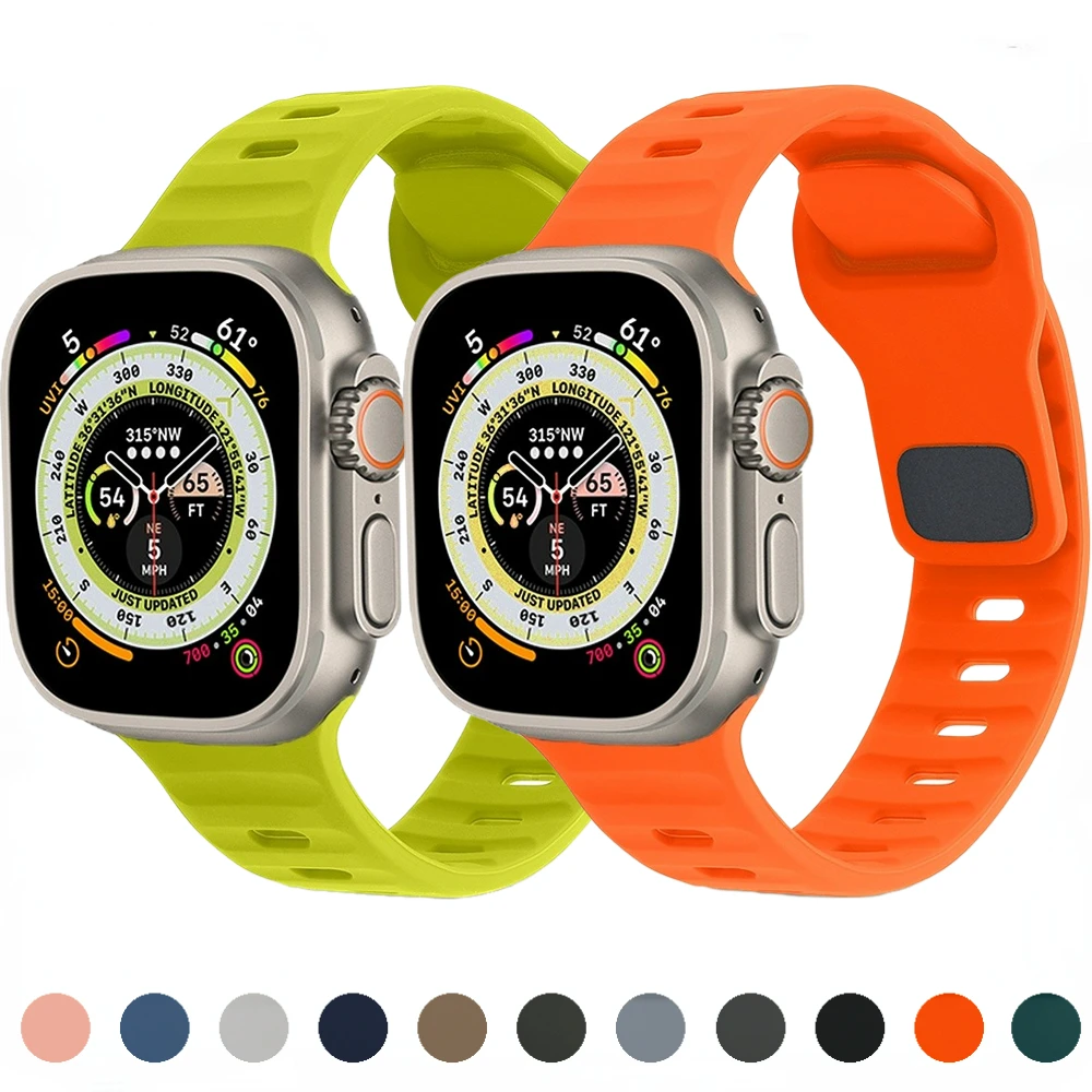 Apple Watch用シリコンストラップ,スポーツ,49mm,45mm,41mm,44mm,40mm,42mm,38mm,シリーズ8 7 6 5 4,se