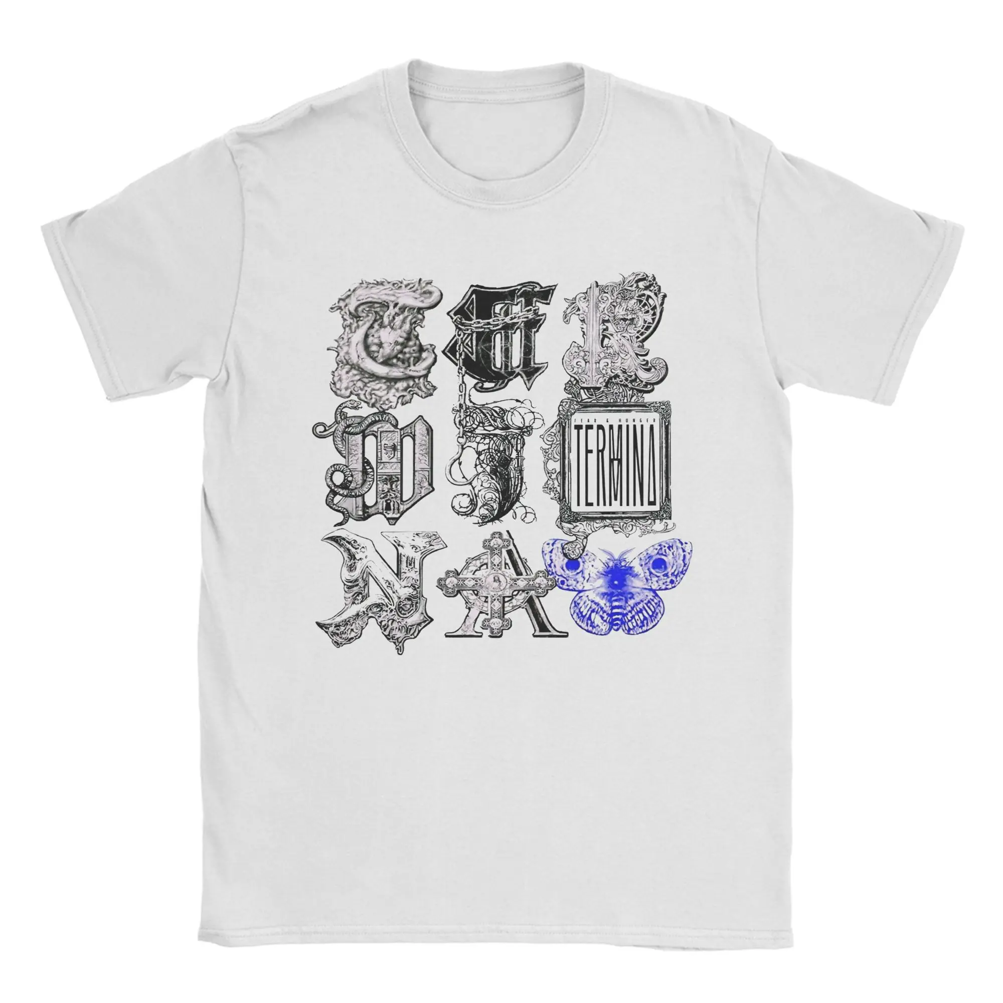 تي شيرت بشعار Fear and Hunger Termina للرجال والنساء ملابس قطنية ملابس الشارع برقبة دائرية وأكمام قصيرة